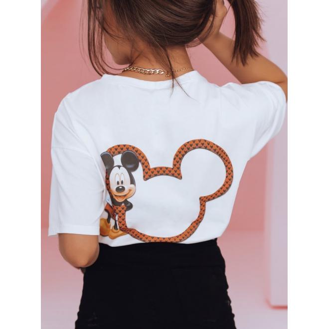 Biele módne tričko s potlačou Mickey pre dámy