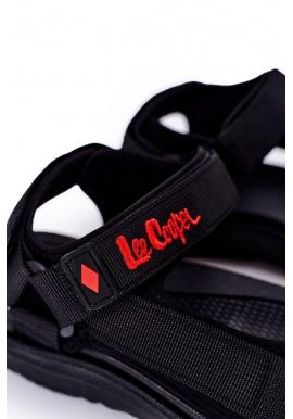 Čierne športové sandále Lee Cooper so suchým zipsom pre pánov