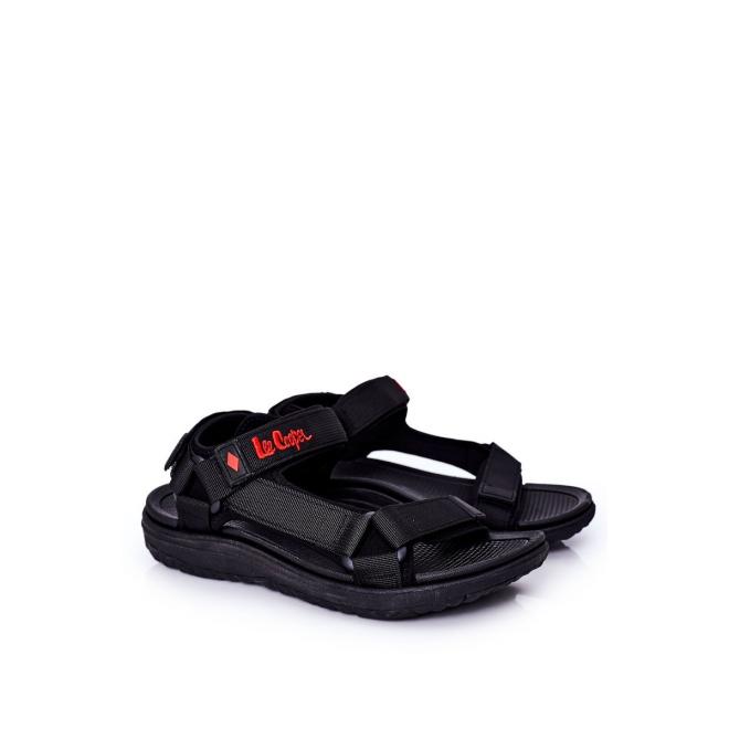 Čierne športové sandále Lee Cooper so suchým zipsom pre pánov