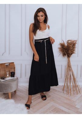 Maxi dámska sukňa čiernej farby s gumičkou v páse