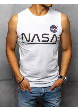 Pánske módne tričko s potlačou NASA v bielej farbe