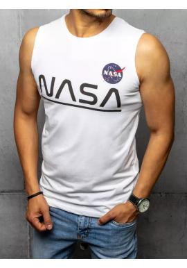 Pánske módne tričko s potlačou NASA v bielej farbe