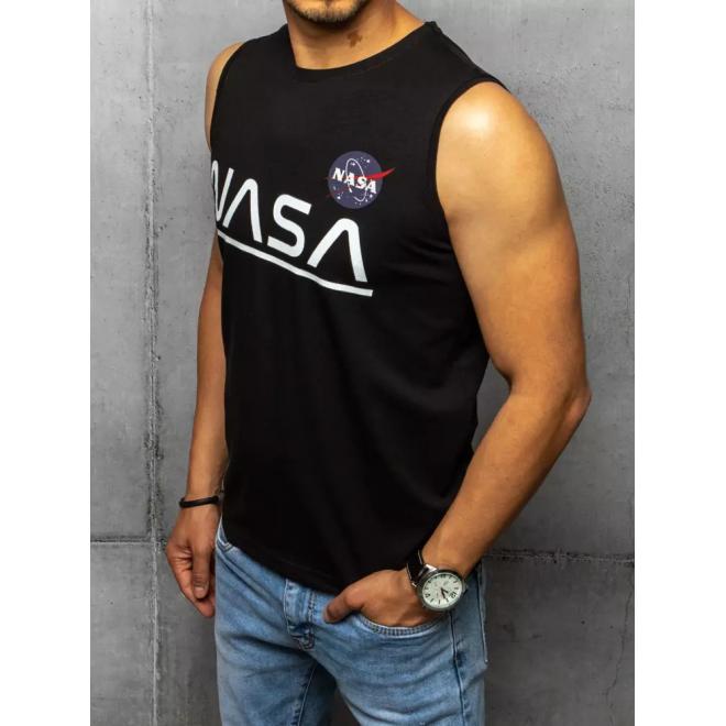 Čierne módne tričko s potlačou NASA pre pánov