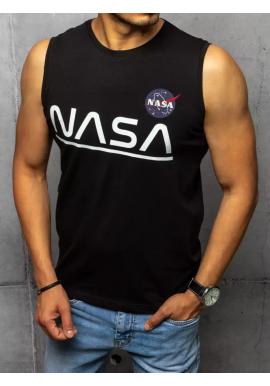 Čierne módne tričko s potlačou NASA pre pánov