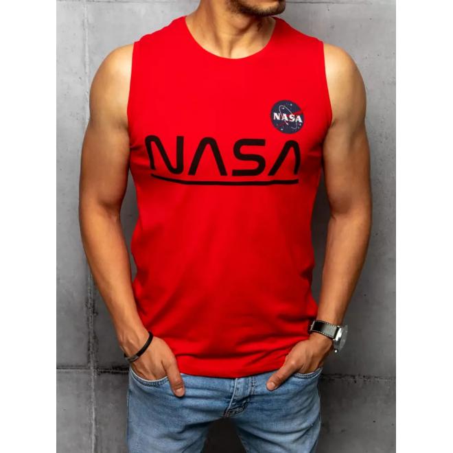 Pánske módne tričko s potlačou NASA v červenej farbe