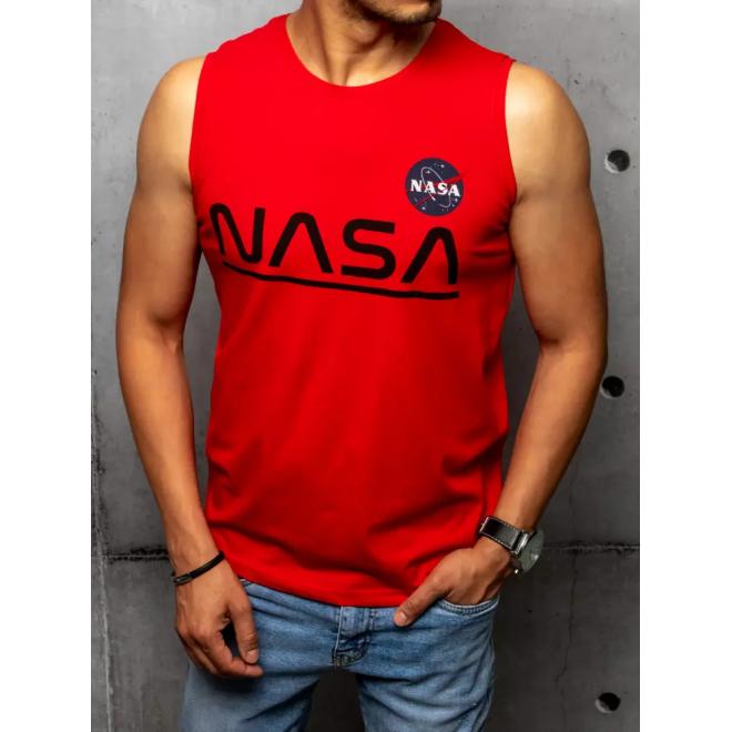 Pánske módne tričko s potlačou NASA v červenej farbe