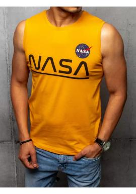 Módne pánske tričko horčicovej farby s potlačou NASA