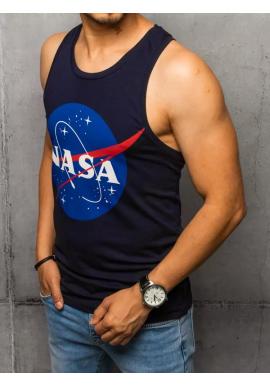 Letné pánske tričko tmavomodrej farby s potlačou NASA
