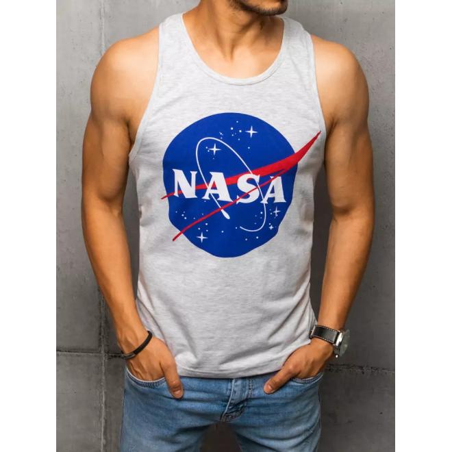 Sivé letné tričko s potlačou NASA pre pánov