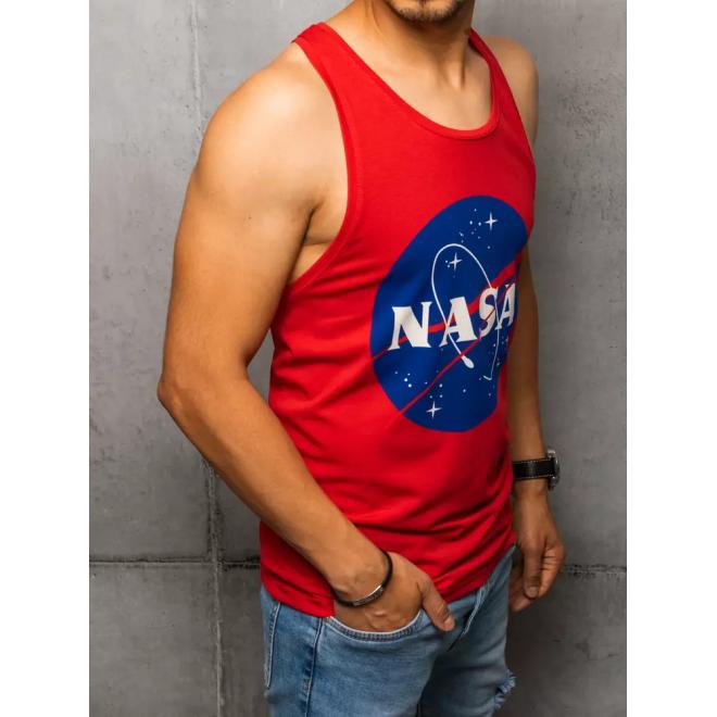 Letné pánske tričko červenej farby s potlačou NASA