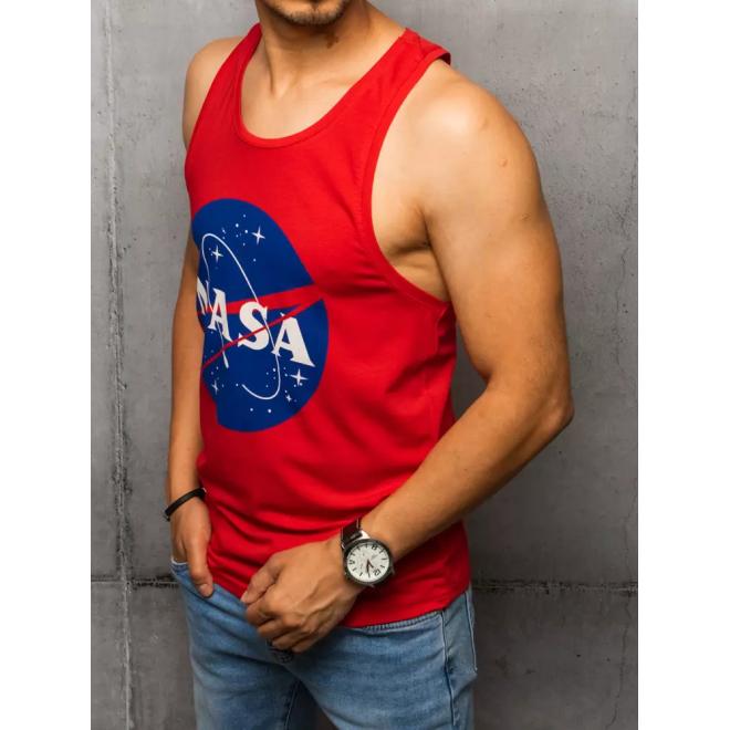 Letné pánske tričko červenej farby s potlačou NASA