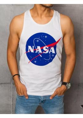 Biele letné tričko s potlačou NASA pre pánov