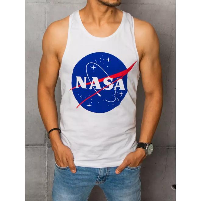 Biele letné tričko s potlačou NASA pre pánov