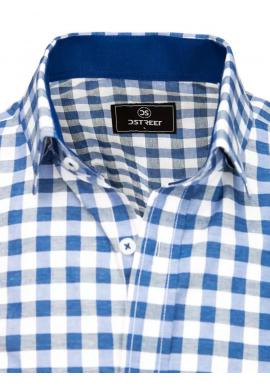 Pánska kockovaná košeľa s krátkym rukávom v modro-bielej farbe