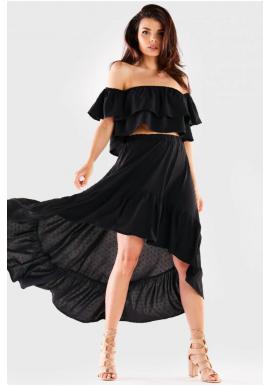 Asymetrická dámska sukňa čiernej farby na leto