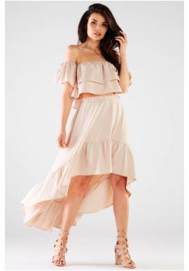 Béžová asymetrická sukňa na leto pre dámy