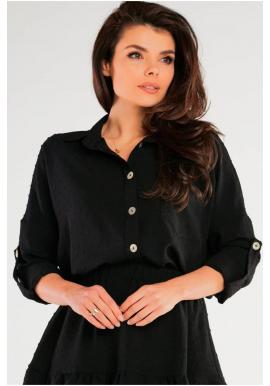 Čierna voľná košeľa s dlhým rukávom pre dámy