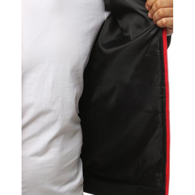 Prechodná pánska bunda tmavomodrej farby s golierom