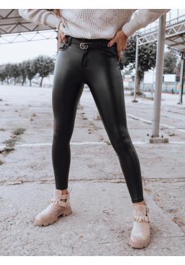 Voskované dámske nohavice čiernej farby s vysokým pásom