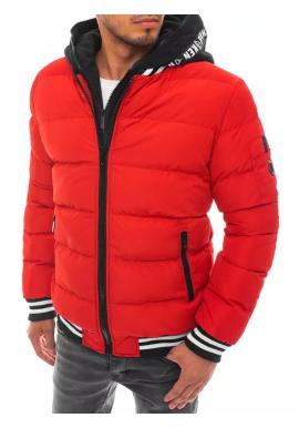 Pánska zimná bunda s prešívaním v červenej farbe