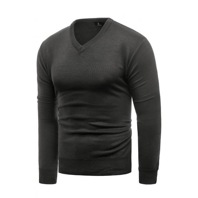 Klasický pánsky sveter čiernej farby s véčkovým výstrihom