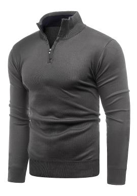 Jesenný pánsky sveter sivej farby s výstrihom na zips