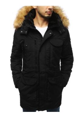 Pánska dlhšia prešívaná bunda na zimu v čiernej farbe