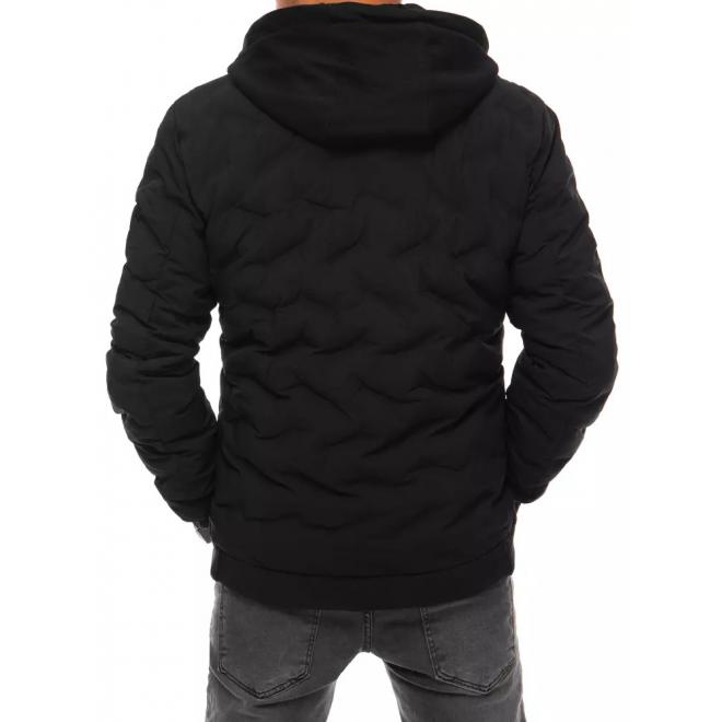 Zimná pánska bunda čiernej farby s kapucňou
