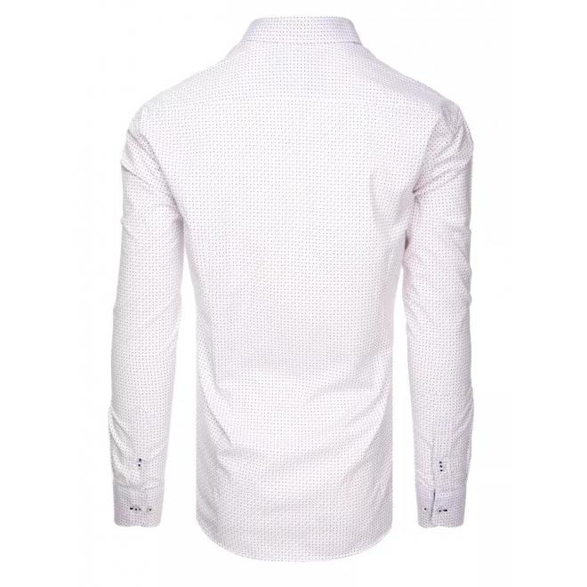 Pánska vzorovaná košeľa s dlhým rukávom v bielej farbe