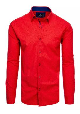 Červená vzorovaná košeľa s dlhým rukávom pre pánov