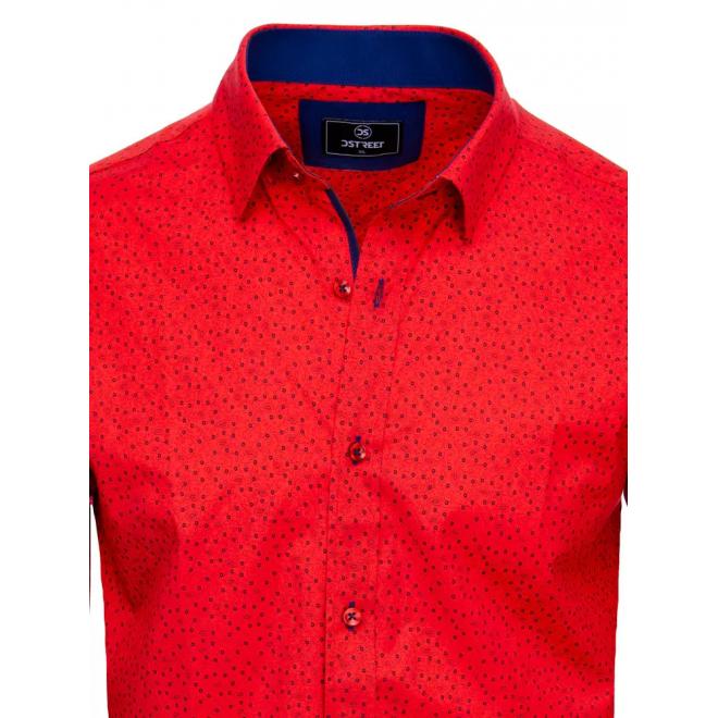 Červená vzorovaná košeľa s dlhým rukávom pre pánov