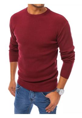 Bordový klasický sveter s okrúhlym výstrihom pre pánov