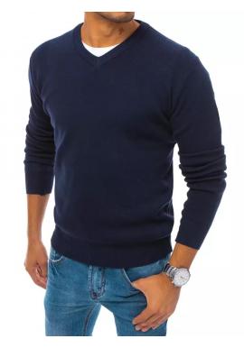 Pánsky módny sveter s véčkovým výstrihom v tmavomodrej farbe