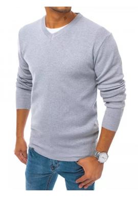 Svetlosivý módny sveter s véčkovým výstrihom pre pánov
