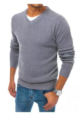 Pánske módne svetre s véčkovým výstrihom v sivej farbe