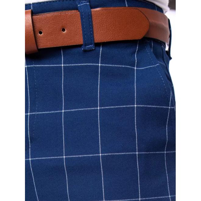 Pánske kockované nohavice v modrej farbe