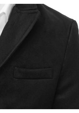 Čierny dvojradový kabát s ozdobnými gombíkmi pre pánov