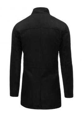 Čierny zimný kabát so zapínaním na zips a gombíky pre pánov