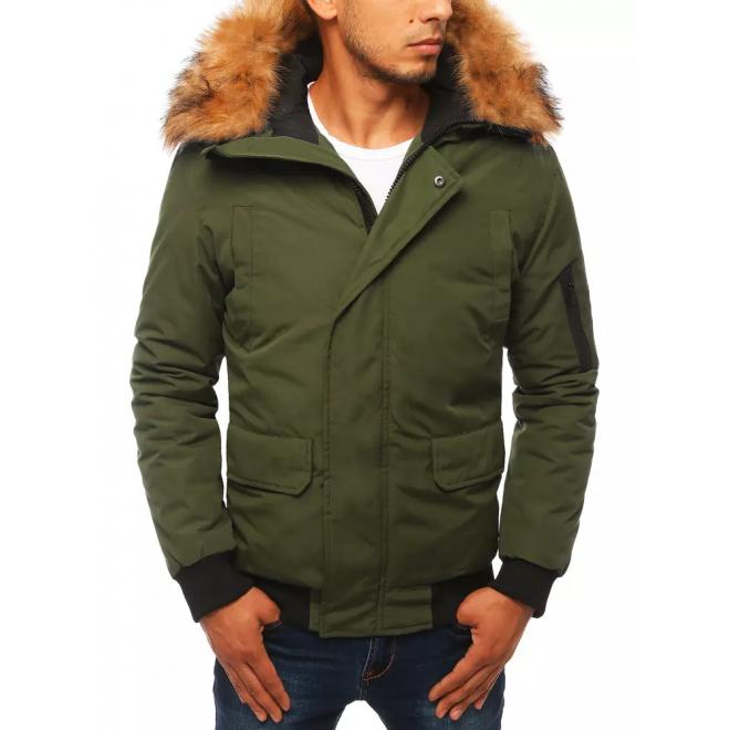 Zelená zimná bunda s kapucňou pre pánov