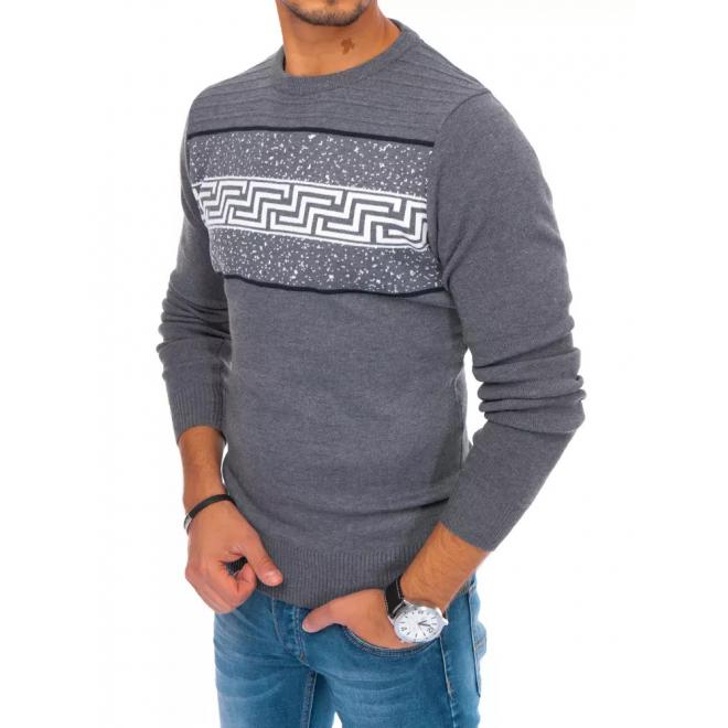 Tmavosivý štýlový sveter so vzorom pre pánov