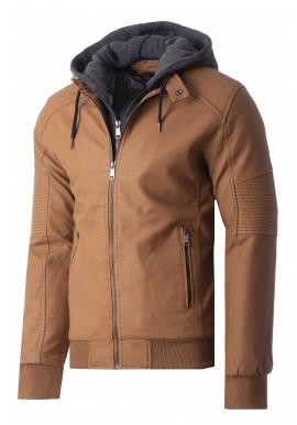Zimná pánska kožená bunda hnedej farby s kožušinovou podšívkou