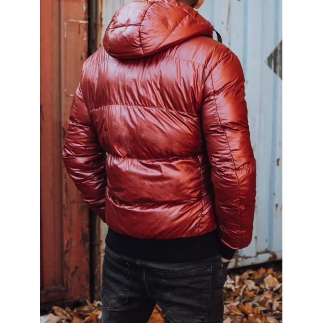 Prešívaná pánska bunda červenej farby na zimu