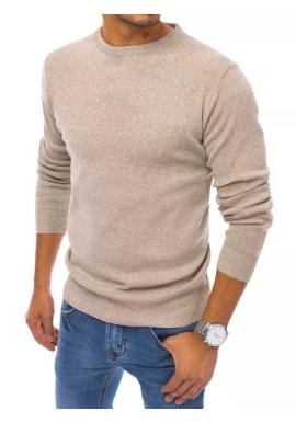 Klasický pánsky sveter béžovej farby s okrúhlym výstrihom v zľave
