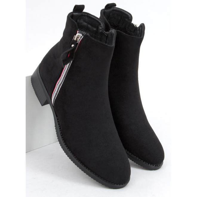 Čierne semišové topánky so strieborným zipsom pre dámy