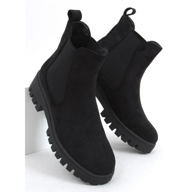 Dámske semišové topánky s elastickými vložkami v čiernej farbe