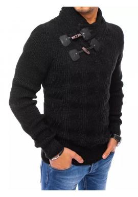 Čierny vlnený sveter so šálovým golierom pre pánov
