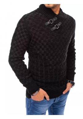 Čierny hrubý sveter so šálovým golierom pre pánov