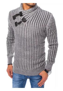 Tmavosivý vlnený sveter so šálovým golierom pre pánov