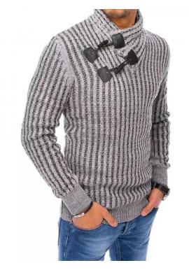 Tmavosivý vlnený sveter so šálovým golierom pre pánov