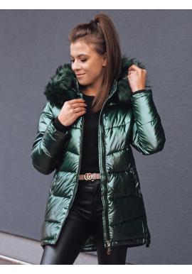 Zelená asymetrická bunda na zimu pre dámy vo výpredaji